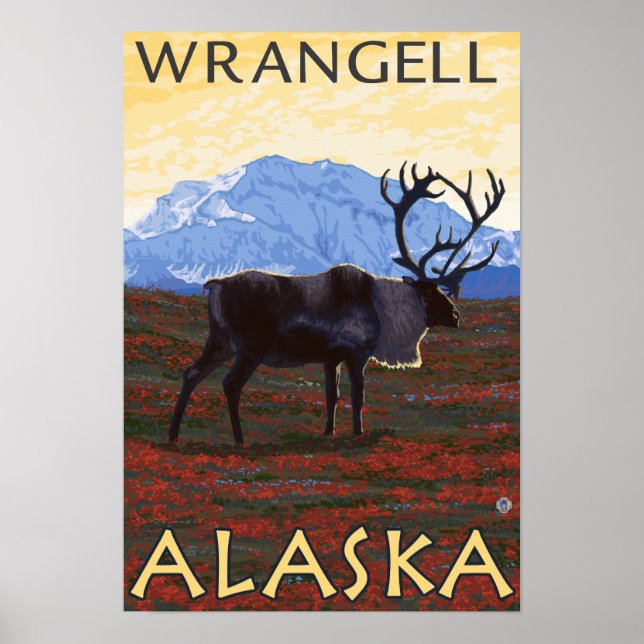 Affiches Scène Caribou - Wrangell, Alaska (Devant)