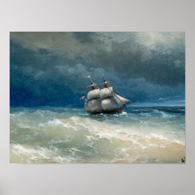 Affiches Scène côtière avec eaux pluviales Ivan Aivazovsky (Devant)