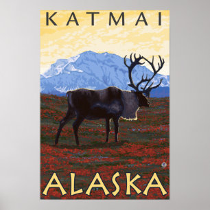 Affiches Scène de caribou - Katmai, Alaska