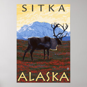 Affiches Scène de caribou - Sitka, Alaska