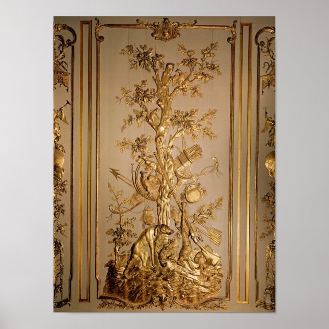 Affiches Scène de chasse, boiseries du restaurant (Devant)