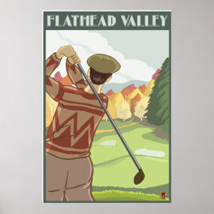 Affiches Scène de golf - lac Flathead, Montana