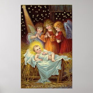 Affiches Scène de la Nativité de Noël