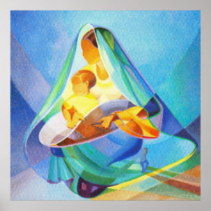 Affiches Scène de la nativité orientale, Marie avec Jésus,