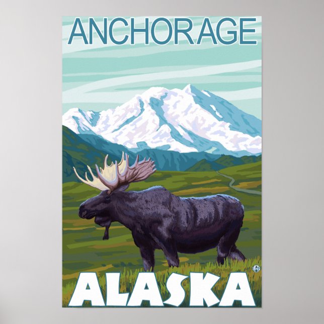 Affiches Scène de l'orignal - Anchorage, Alaska (Devant)