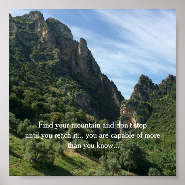 Affiches Scène de montagne avec citation inspirante (Devant)