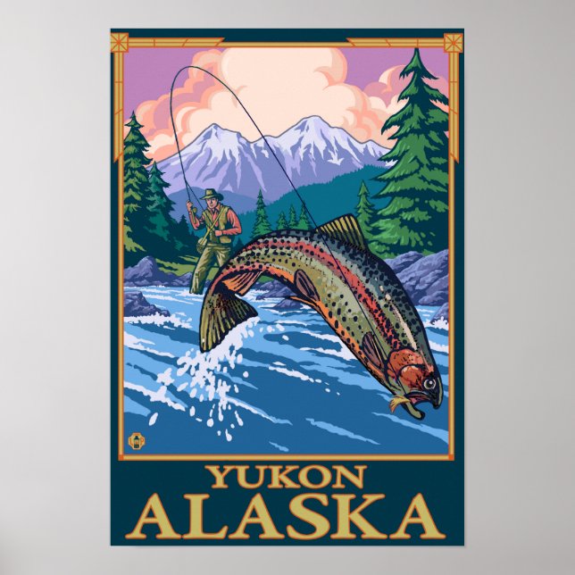 Affiches Scène de pêche à la mouche - Yukon, Alaska (Devant)