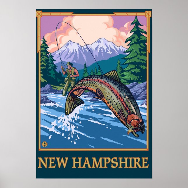 Affiches Scène de pêcheurs du New HampshireAngler (Devant)