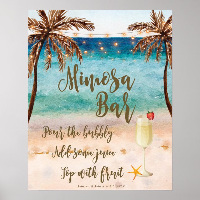 Affiches Scène de plage Panneau du bar Mimosa mariage, etc (Devant)