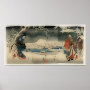 Affiches scène d'hiver - art japonais vintage
