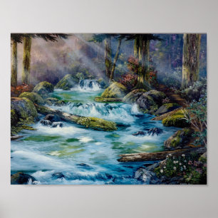 Affiches Scène du ruisseau Roaring du Pacifique Nord-Ouest