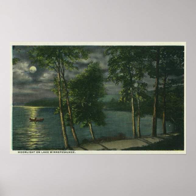 Affiches Scène Lune sur le lac (Devant)