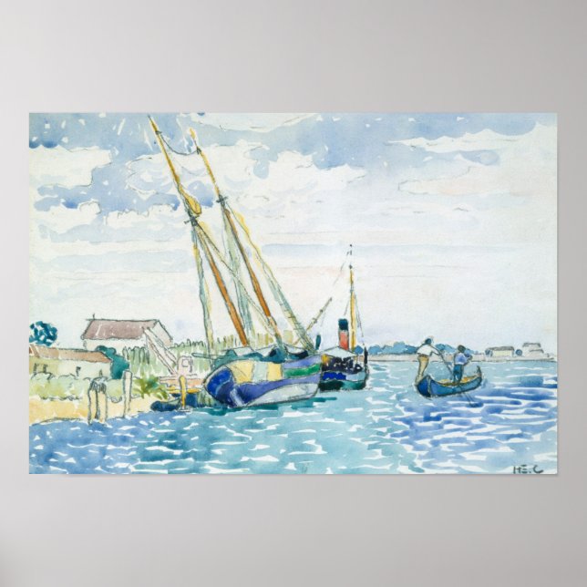 Affiches Scène marine Bateaux près de Venise (Devant)