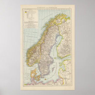 Affiches Schweden, Norvège - Suède et Norvège Carte