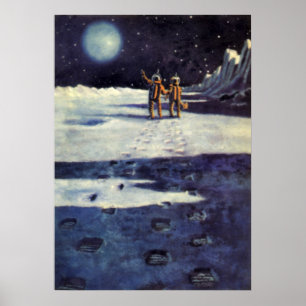 Affiches Science-fiction vintage Astronaute Aliens sur la L