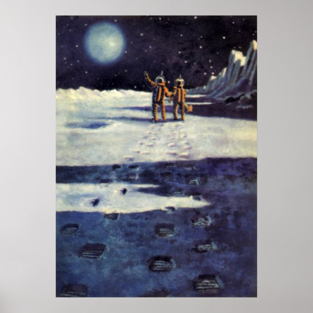 Affiches Science-fiction vintage Astronaute Aliens sur la L (Devant)
