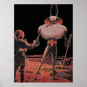 Affiches Science-fiction vintage Astronaute Serrer la main
