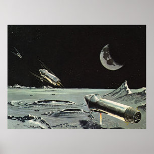 Affiches Science-fiction vintage, Rocket Ships Moon Planets