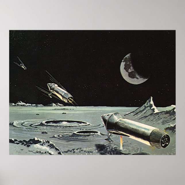 Affiches Science-fiction vintage, Rocket Ships Moon Planets (Devant)