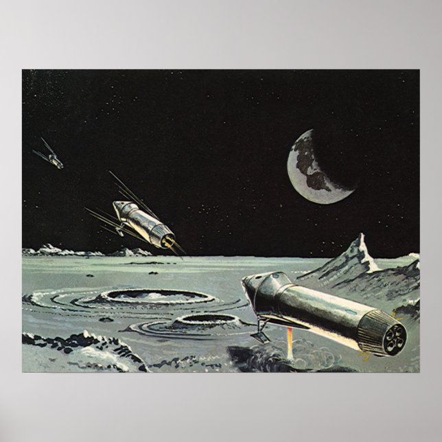 Affiches Science-fiction vintage, Rocket Ships Moon Planets (Devant)