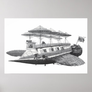 Affiches Science-fiction vintage Steampunk Éclipse de dirig