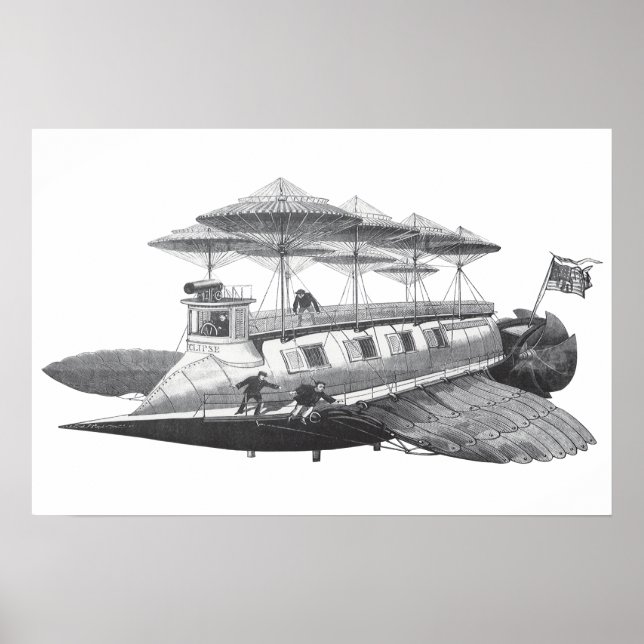 Affiches Science-fiction vintage Steampunk Éclipse de dirig (Devant)
