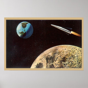 Affiches Science-fiction vintage, vaisseau spatial au-dessu