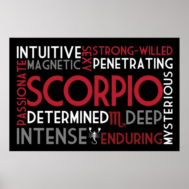 Affiches Scorpio Astrologie Word Collage Imprimer (Devant)