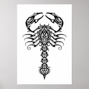 Affiches Scorpion Tribal Noir blanc