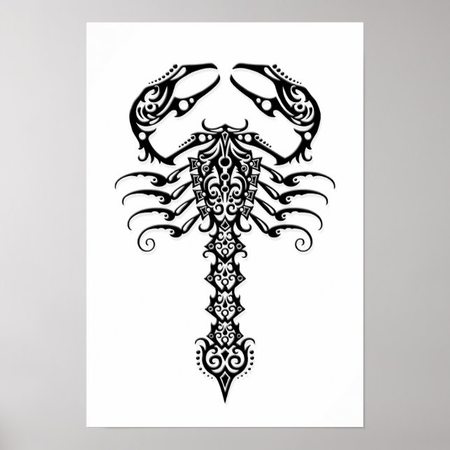 Affiches Scorpion Tribal Noir blanc (Devant)