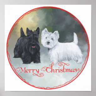 Affiches Scottie Westie Christmas