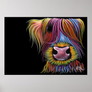 Affiches Scottish Highland Cow ' MacKENZIE ' par Shirley Ma