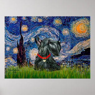 Affiches Scottish Terrier 12c -Starry Night