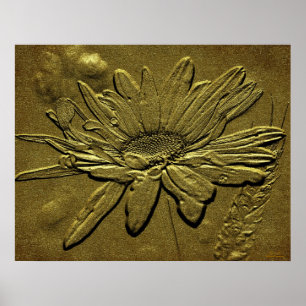 Affiches Sculpté Golden Daisy Floral Print