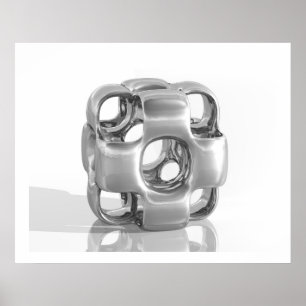 Affiches Sculpture Virtuelle En Aluminium poli Cube