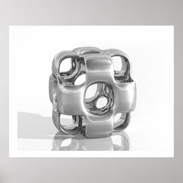 Affiches Sculpture Virtuelle En Aluminium poli Cube (Devant)