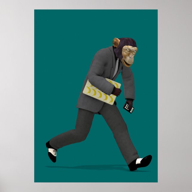 Affiches Se précipiter vers les affaires singes (Devant)