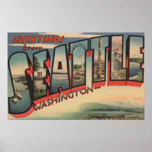 Affiches Seattle, scènes 2 de lettre de WashingtonLarge