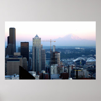 Affiches Seattle Skyline avec le Mont Rainier