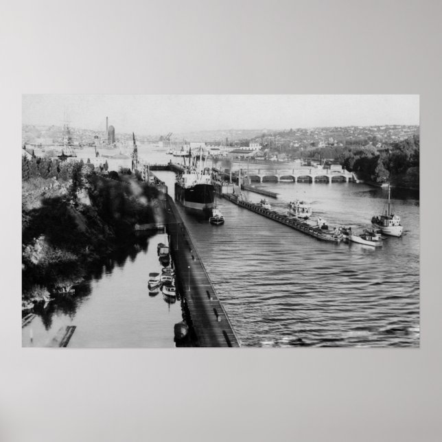 Affiches Seattle, Verrouillages de WABallard Canal de navir (Devant)