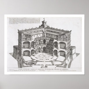 Affiches Section transversale de Villa Caprarola, Bagnaia (