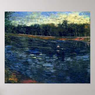 Affiches Seine avec bateau à rames Van Gogh Art