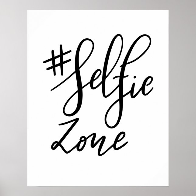 Affiches Selfie Zone Script manuscrit Panneau Mariage moder (Devant)