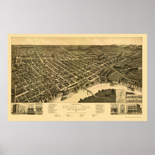 Affiches Selma, AL Carte panoramique - 1887 (Devant)