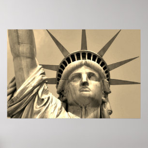 Affiches Sepia Gros plan Statue de la Liberté New York