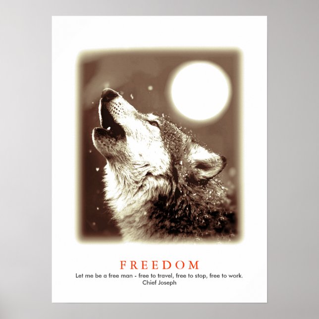 Affiches Sepia Motivational Wolf Howls Imprimer (Devant)