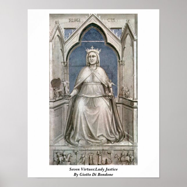 Affiches Sept Vertus : La Justice De Dame Par Giotto Di Bon (Devant)