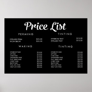 Affiches Service Price Menu Custom Prinster