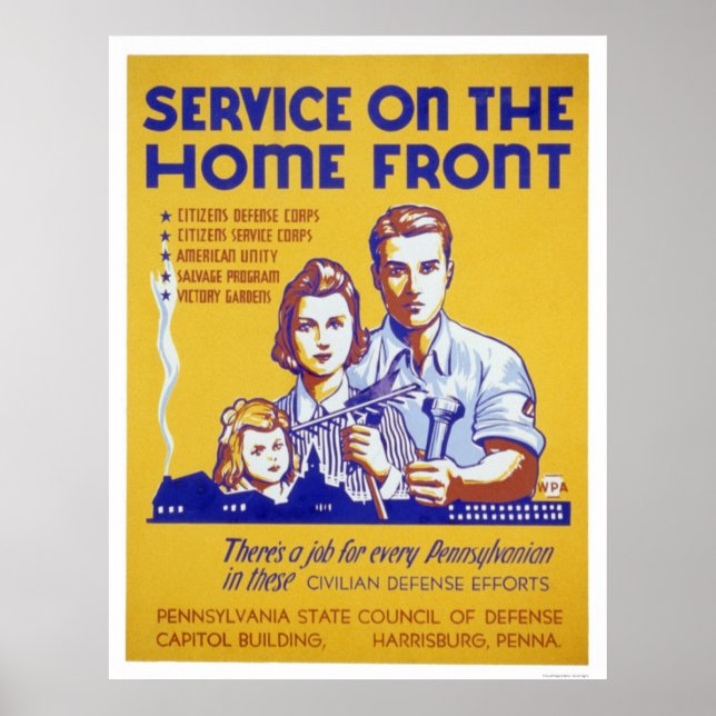 Affiches Service Sur Le WPA Homefront (Devant)