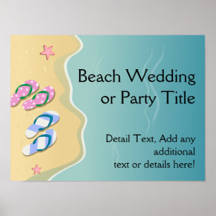 Affiches Ses tongs sur le mariage sur la plage